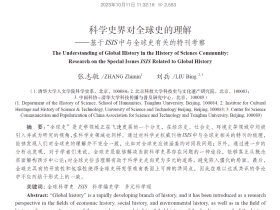 Faculty and students from our department, Zhang Zhimin and Liu Bing, have published a paper titled “The Understanding Global History in the History of Science Community: Research on the Special Issues ISIS Related to Global History”
