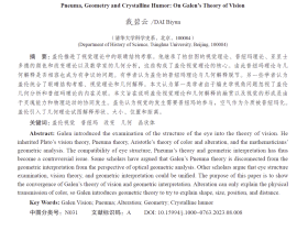 Our department's Ph.D. student Dai Biyun has published an article in the journal of Dialectic of Nature named Pneuma, Geometry and Crystalline Humor: On Galen's Theory of Vision