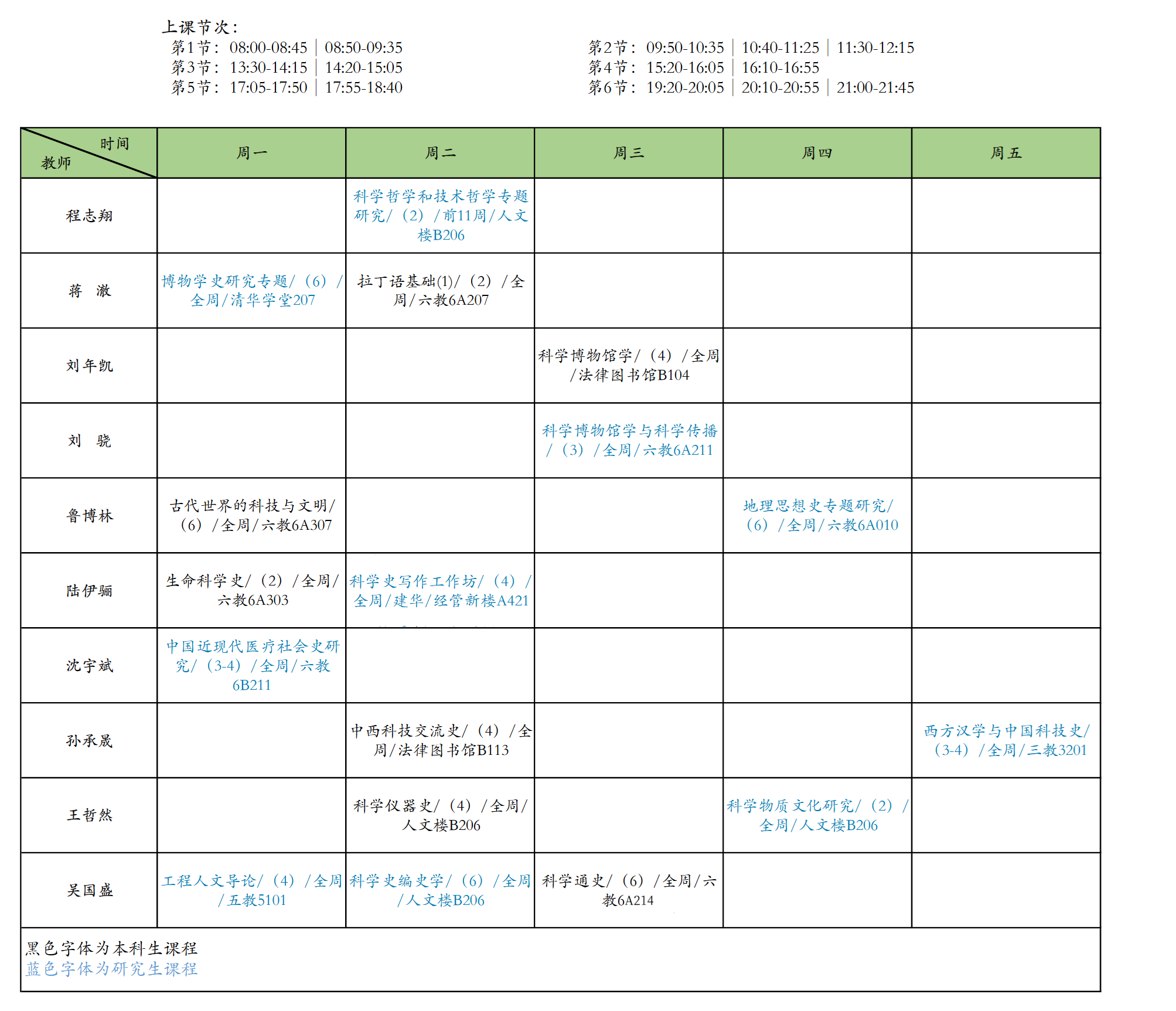 2026年春季学期课表